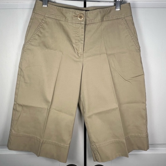 Talbots Pants - Talbots Women's Flat Front Walking Bermuda Stretch Shorts Khaki EUC Size 2